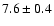 $7.6\pm 0.4$