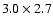 $3.0\times 2.7$