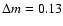 $\Delta m = 0.13$
