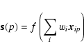 \begin{displaymath}{\vec s}(p)=f\left(\sum_i{w_{i}{\vec x}_{ip}}\right)
\end{displaymath}