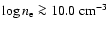 $\log n_{\rm e} \ga 10.0~{\rm cm^{-3}}$