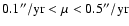 $\rm0.1''/yr<\mu <0.5''/yr$