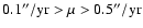 $\rm0.1''/yr>\mu >0.5''/yr$