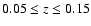 $0.05\leq z\leq0.15$
