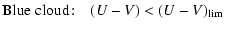 $\displaystyle {\rm Blue\ cloud\!:\quad} (U-V) < (U-V)_{{\rm lim}}$