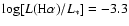 $\log[L({\rm
H\alpha})/L_*]=-3.3$