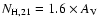 $N_{\rm H,21} = 1.6 \times A_{\rm V}$