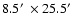 $8.5\hbox {$^\prime $ }\times 25.5\hbox {$^\prime $ }$