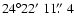 $24\degr22\hbox{$^\prime$ }11\hbox{$.\!\!^{\prime\prime}$ }4$