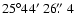 $25\degr44\hbox{$^\prime$ }26\hbox{$.\!\!^{\prime\prime}$ }4$