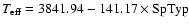 $T_{\rm eff}=3841.94-141.17 \times {\rm SpTyp}$