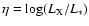 $\eta=\log (L_{\rm X}/L_*)$