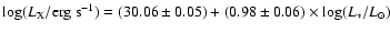 $\log(L_{\rm
X}/{\rm erg~s^{-1}})= (30.06\pm0.05)+(0.98\pm0.06) \times
\log(L_*/L_\odot)$