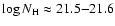$\log N_{\rm H} \approx 21.5{-}21.6$