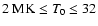 $2~{\rm MK} \le T_0 \le 32$