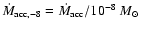 $\dot{M}_{\rm acc,-8}=\dot{M}_{\rm acc}/10^{-8}~M_{\odot}$