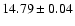$ 14.79 \pm 0.04 $