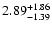 $2.89_{\rm -1.39}^{+1.86}$