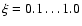 $\xi=0.1\dots1.0$