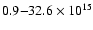 $0.9{-}32.6 \times 10^{15}$