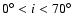 $0^{\circ}<i<70^{\circ}$
