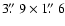 $3\hbox{$.\!\!^{\prime\prime}$ }9\times1\hbox{$.\!\!^{\prime\prime}$ }6$