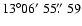 $13\degr06\hbox{$^\prime$ }55\hbox{$.\!\!^{\prime\prime}$ }59$