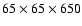 $65 \times 65 \times 650$
