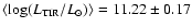 $\langle \log(L_{\rm TIR}/L_{\odot})\rangle=11.22 \pm 0.17$