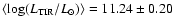 $\langle \log(L_{\rm TIR}/L_{\odot})\rangle=11.24 \pm 0.20$