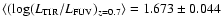 $\langle( \log(L_{\rm TIR}/L_{\rm FUV})_{z=0.7}\rangle=1.673 \pm 0.044$