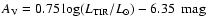 $A_{\rm V} = 0.75 \log(L_{\rm TIR}/L_{\odot})-6.35~{\rm ~mag}$