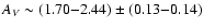 $A_V \sim (1.70{-}2.44) \pm (0.13{-}0.14)$