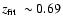 $\mbox{$z_{\rm fit}$ }\sim 0.69$