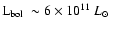 $\mbox{L$_{\rm bol}$ }\sim 6 \times 10^{11}~ \mbox{$L_{\odot}$ }$