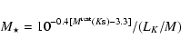 \begin{displaymath}M_\star = 10^{-0.4[M^{\rm rest}(K{\rm s})-3.3]} / (L_K/M)
\end{displaymath}