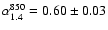 $\alpha^{850}_{1.4} = 0.60 \pm 0.03$