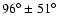 $96^{\circ}\pm51^{\circ}$
