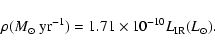 \begin{displaymath}%
\rho (M_{\odot}~{\rm yr}^{-1}) = 1.71 \times 10^{-10}L_{\rm IR}(L_{\odot}).
\end{displaymath}