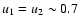 $u_1=u_2\sim 0.7$