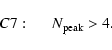 \begin{displaymath}C7:\hspace*{5mm}N_{\rm peak}>4 .
\end{displaymath}