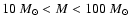 $10~M_\odot<M<100~M_\odot$
