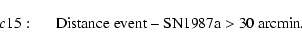 \begin{displaymath}c15:\hspace*{5mm}
{\rm Distance\;event-SN1987a}>30~{\rm arcmin} .
\end{displaymath}