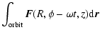 $\displaystyle \int _{\rm orbit} \vec{F}(R,\phi-\omega t,z){\rm d}\vec{r}$