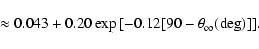 \begin{displaymath}\ \ \ \ \ \ \ \ \approx 0.043+0.20\exp{[-0.12[90-
\theta _\infty ({\rm deg})]]}.
\end{displaymath}