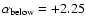$\alpha_{\rm below} = +2.25$