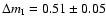 $\Delta m_{\rm I}=0.51\pm0.05$