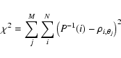 \begin{displaymath}%
\chi^2=\sum_j^M\sum_i^N{\left(P^{-1}(i)-\rho_{i,\theta_j}\right)^2}
\end{displaymath}