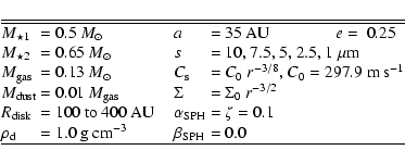 \begin{displaymath}\begin{tabular}{@{}l@{\ =\ }ll@{\ =\ }l@{}}
\hline\hline
$M_{...
... g~cm$^{-3}$ & $\beta_{\rm SPH}$ & 0.0 \\
\hline
\end{tabular}\end{displaymath}