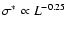 $\sigma^\ast \propto L^{-0.25}$